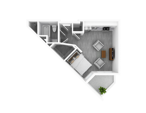 Floor plan for studio, 1 bath, 504 sqft